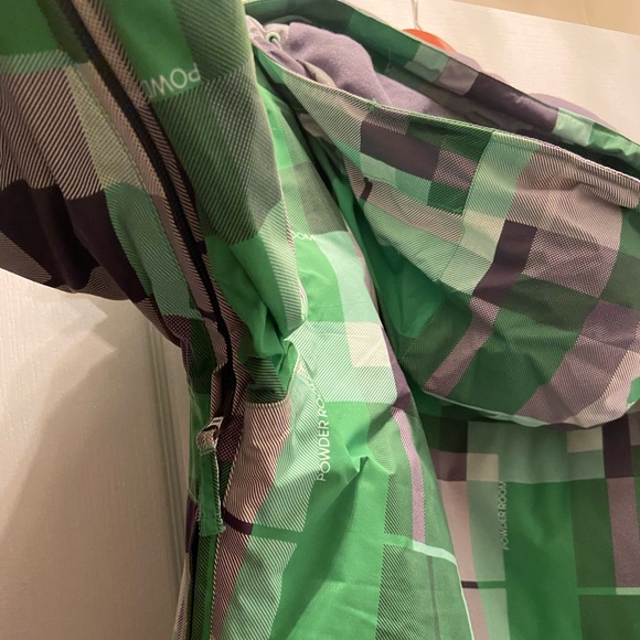 Core Powder Room 5000mm Green & Grey Zip Up Checker Ski/Snowboard Jacket - Picture 6 of 6